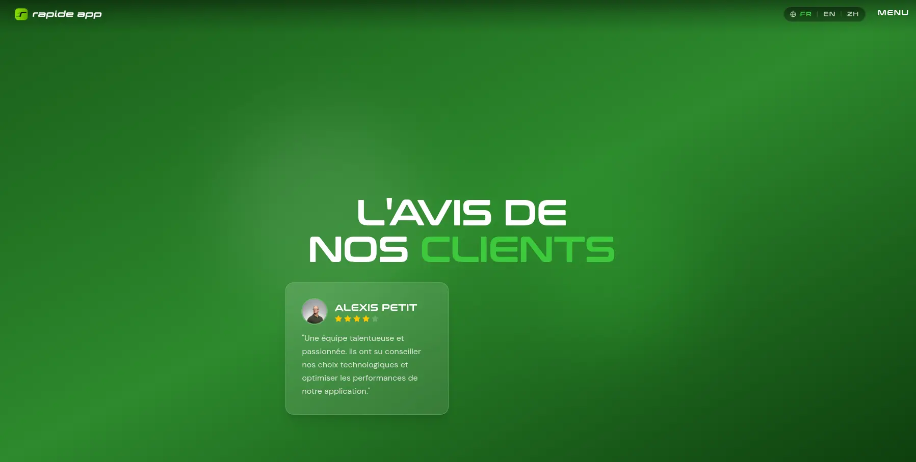 Aperçu du projet Rapide App — capture 4
