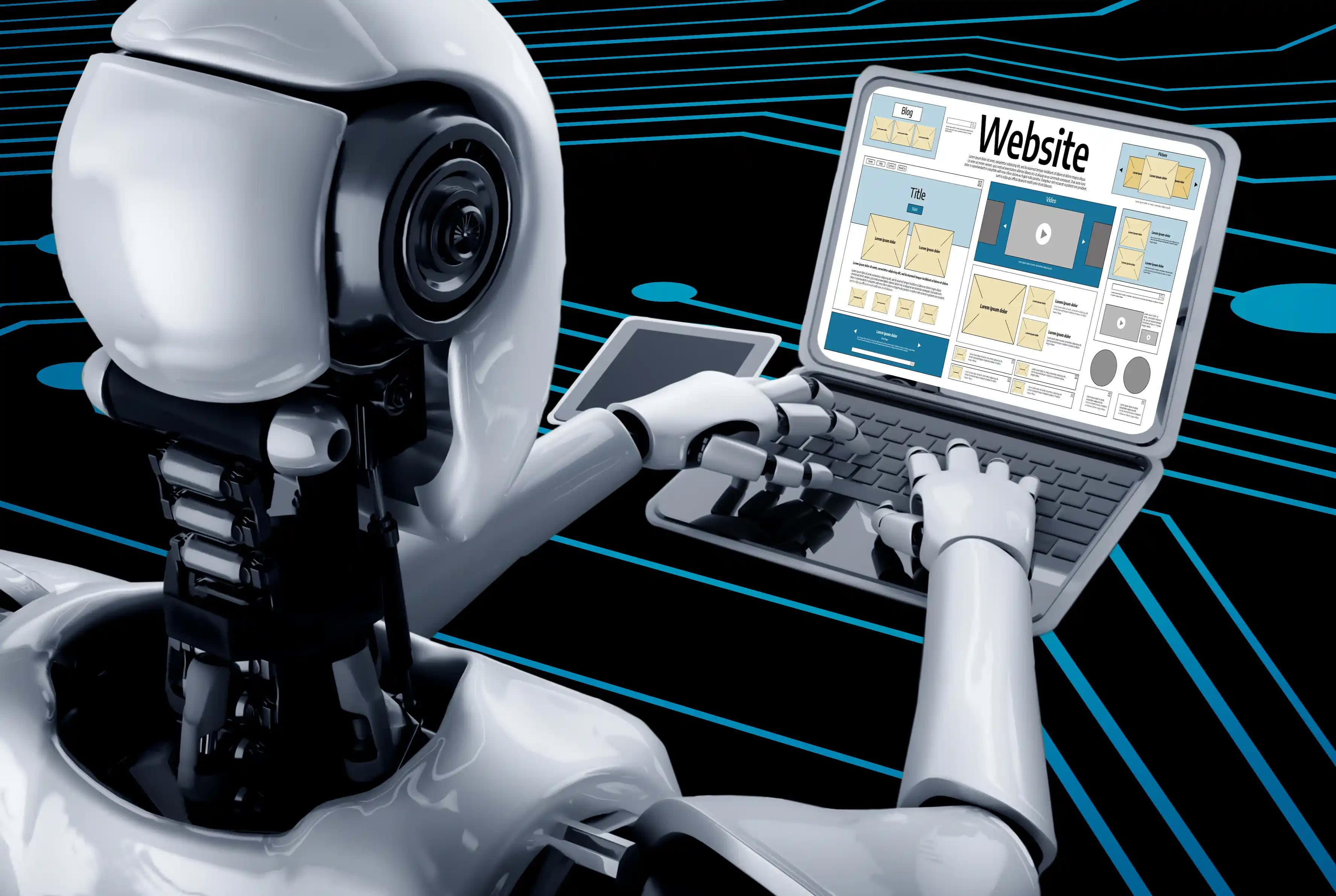 Image d'un robot qui crée un site web .