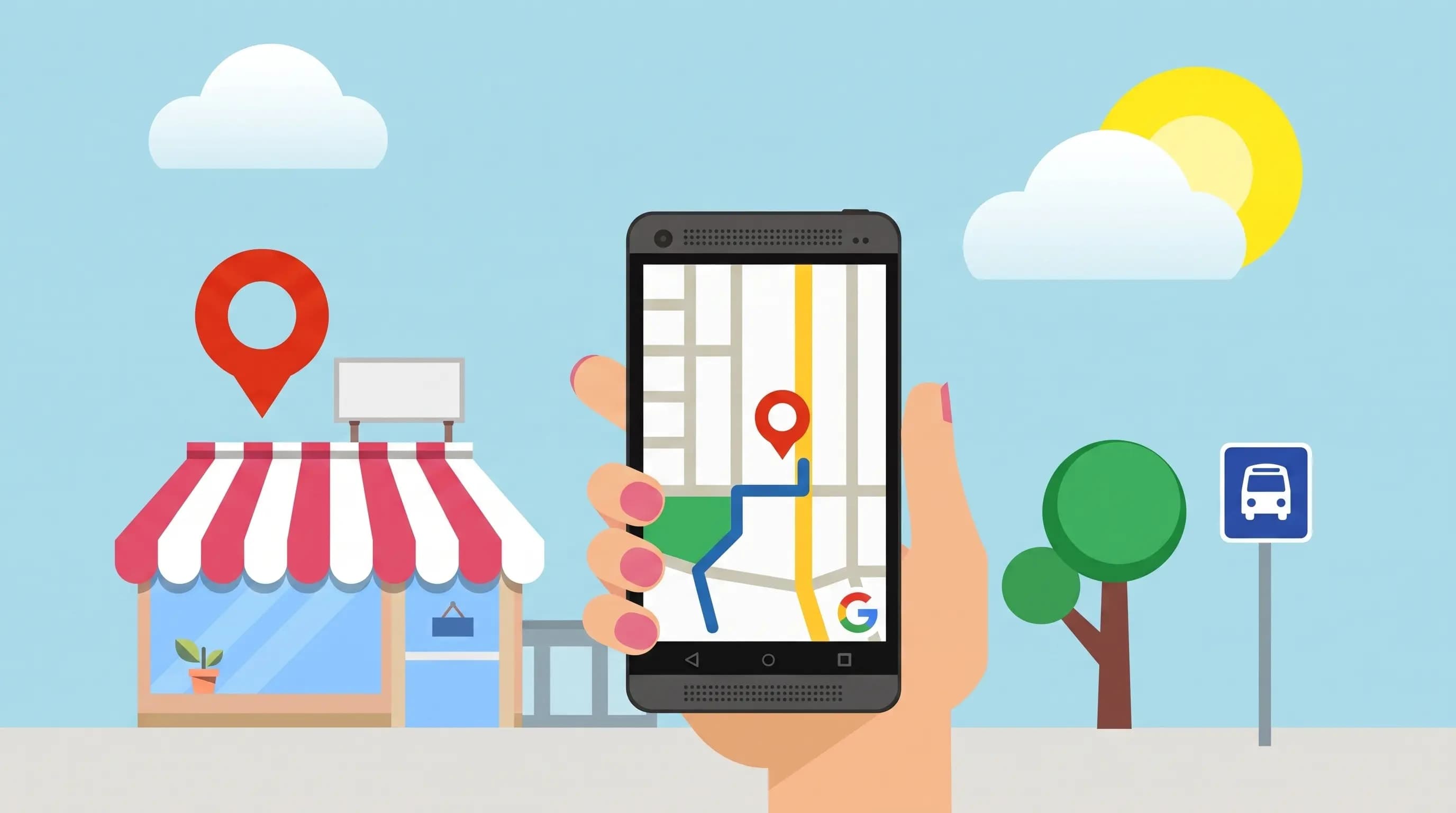 illustration d'une boutique qui est visible sur google maps